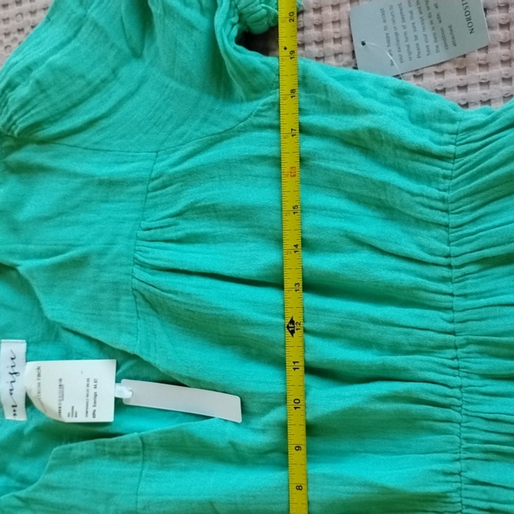 NWT Nordstrom Rack Seafoam Green Sundress with Puff Sleeves and V-Neck - Picture 6 of 10